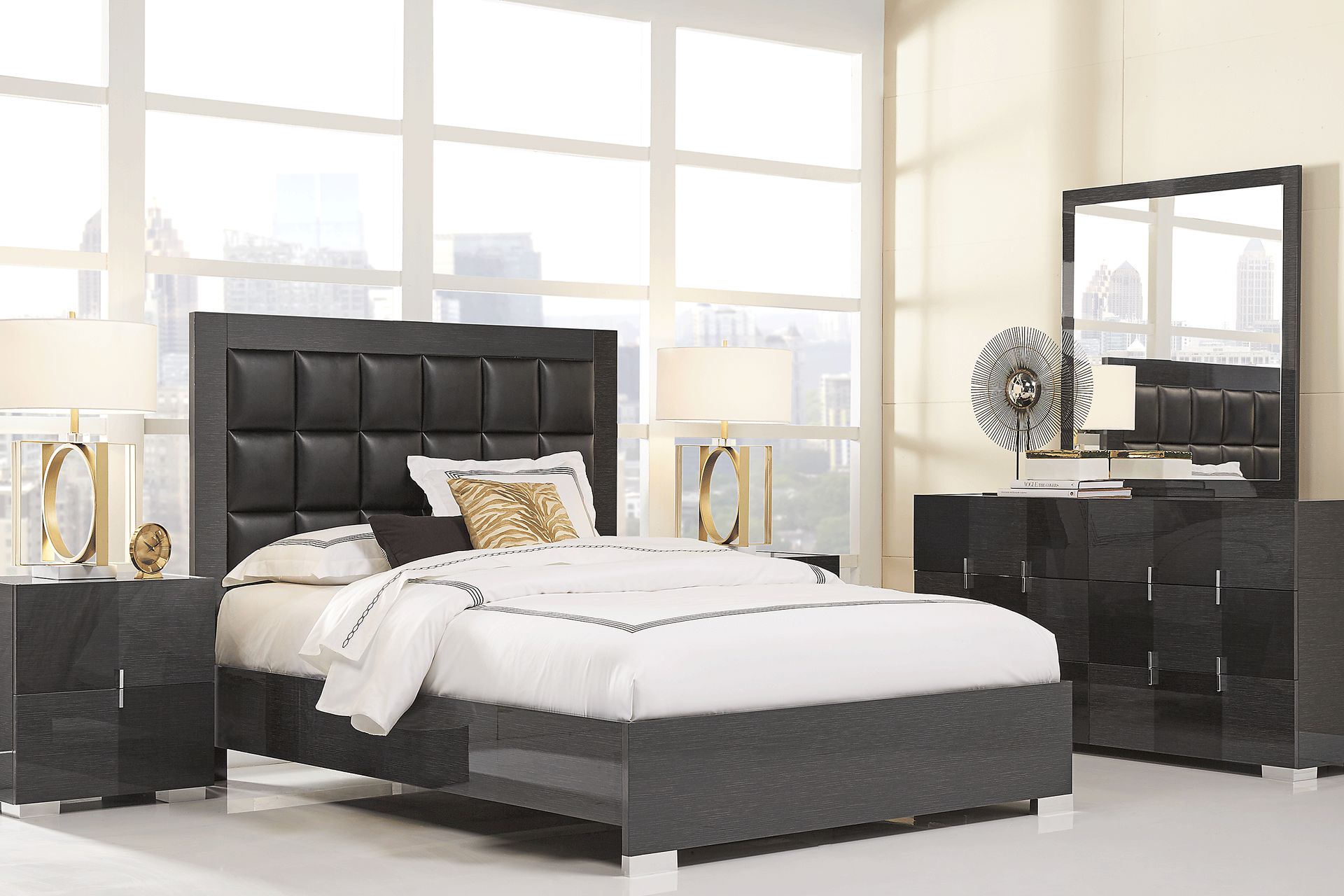 Dominique Black 5 Pc Queen Panel Bedroom - Image 1