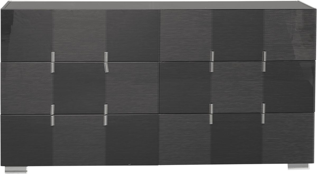 Dominique 5 Pc Black Black,Colors Queen Bedroom Set With Dresser