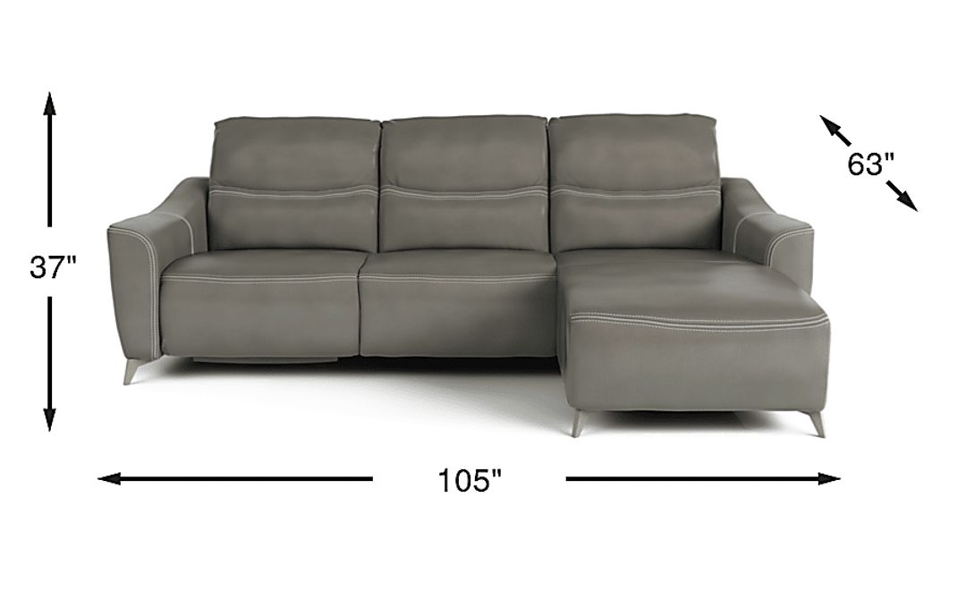 Domio 6 Pc Gray Leather Power Reclining Sectional Living Room With 3 Pc ...