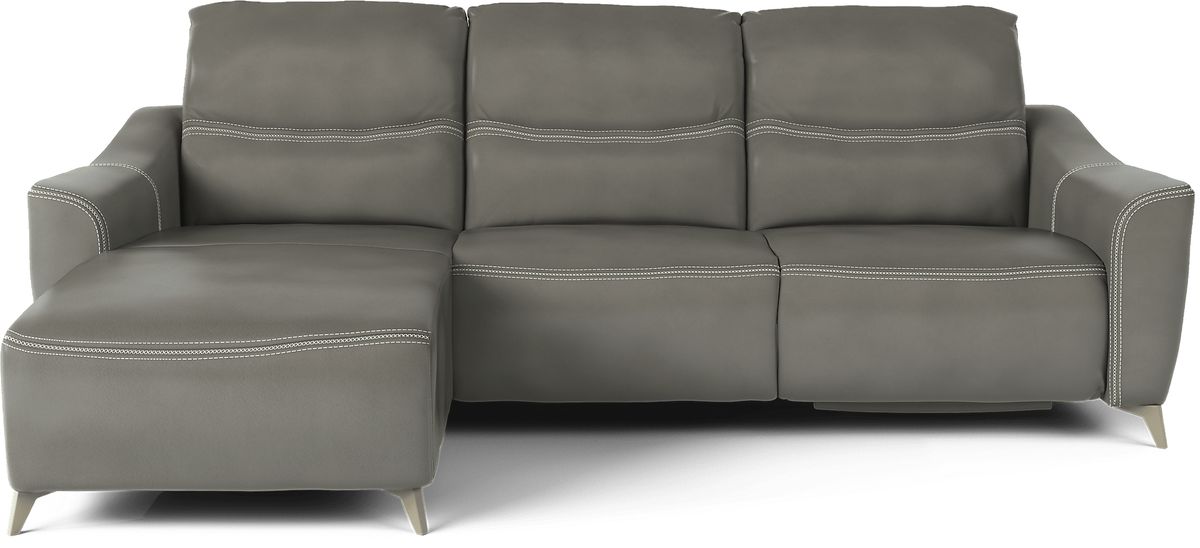 Domio 6 Pc Gray Leather Power Reclining Sectional Living Room With 3 Pc ...