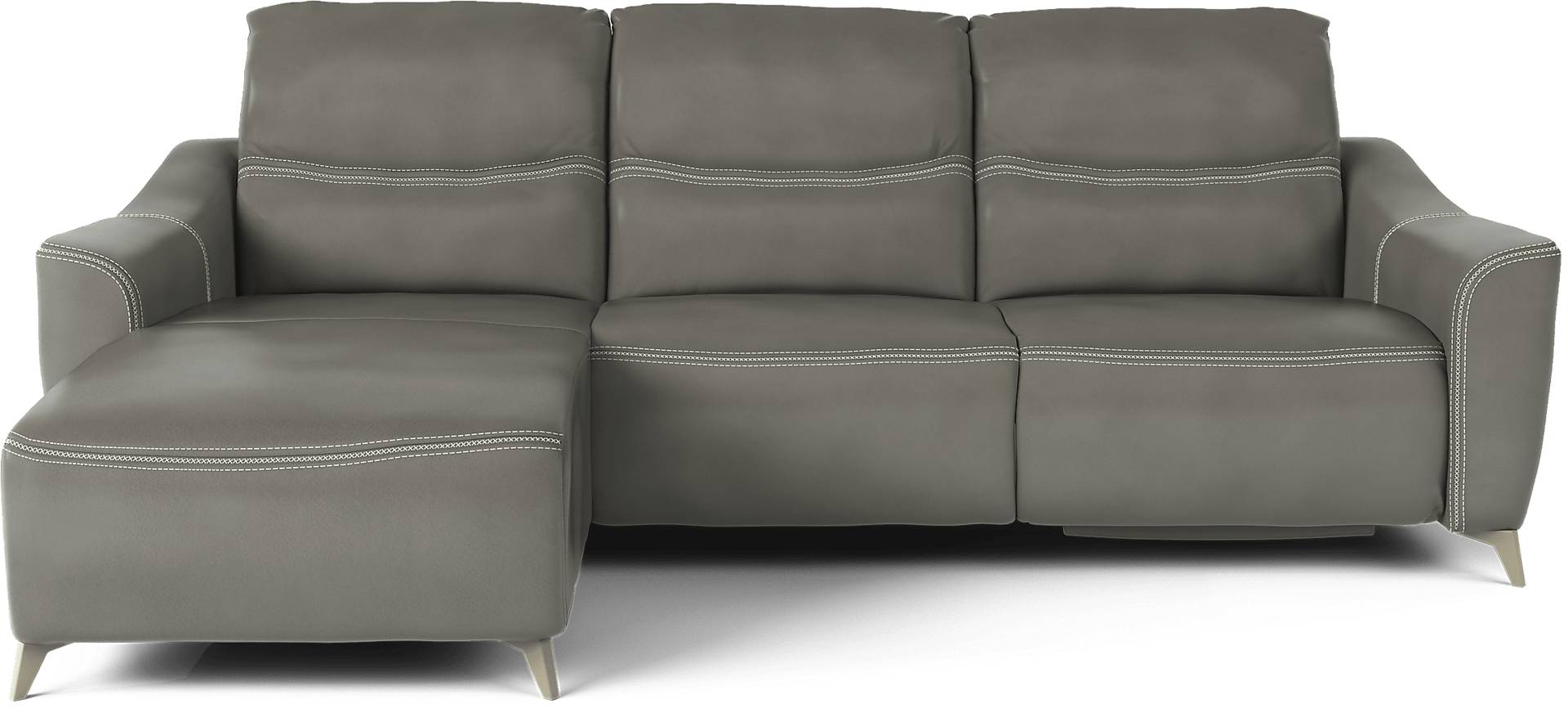 Domio 6 Pc Gray Leather Living Room Set With 3 Pc Left Arm Chaise ...