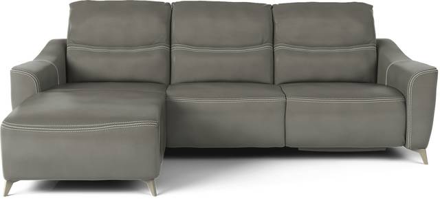 Domio Gray Leather 3 Pc Sectional - Thumbnail - Image 1