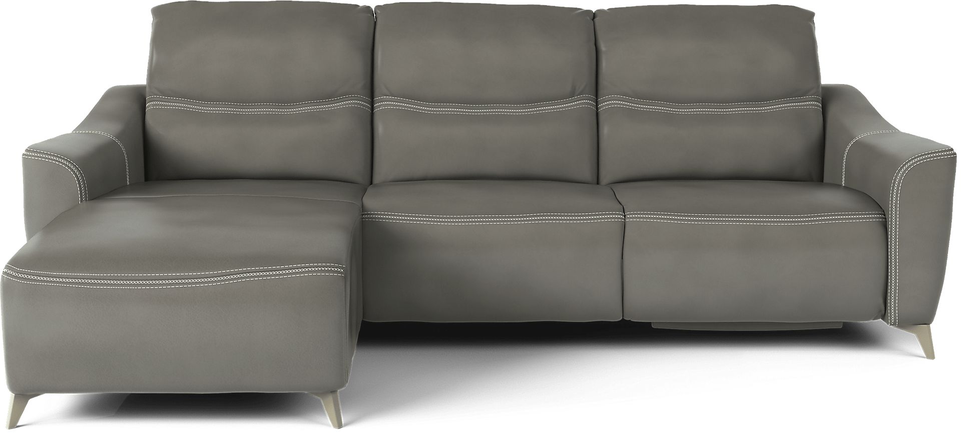 Domio Gray Leather 3 Pc Sectional - Image 1