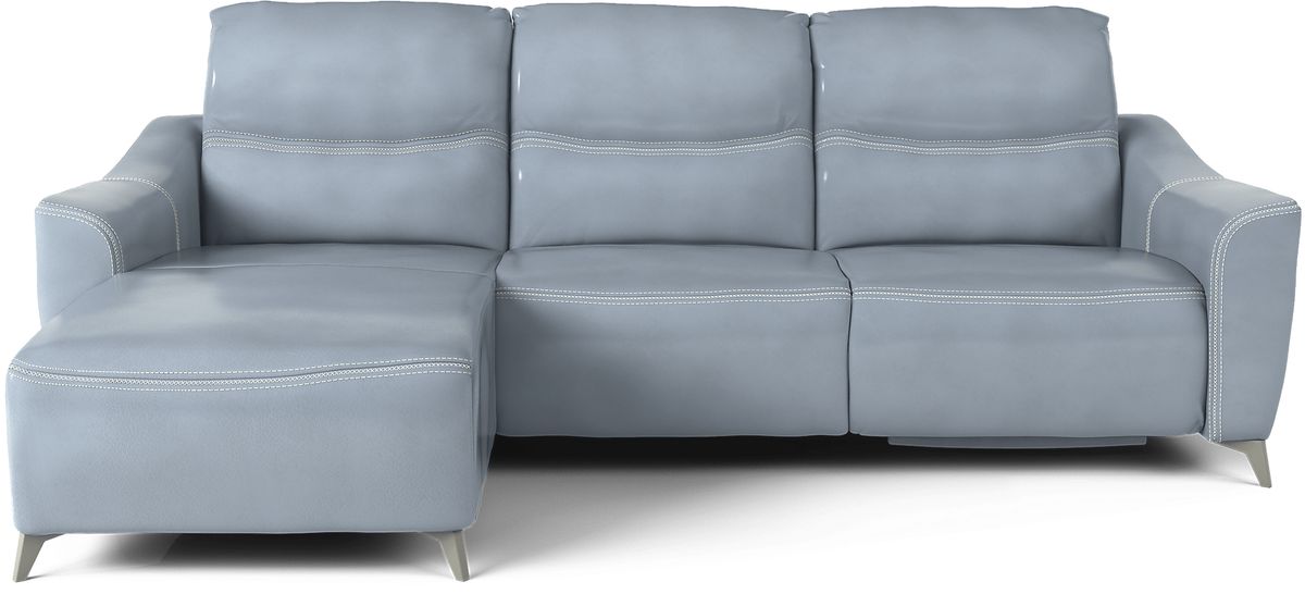 Domio 6 Pc Hydra Blue Leather Power Reclining Sectional Living Room ...