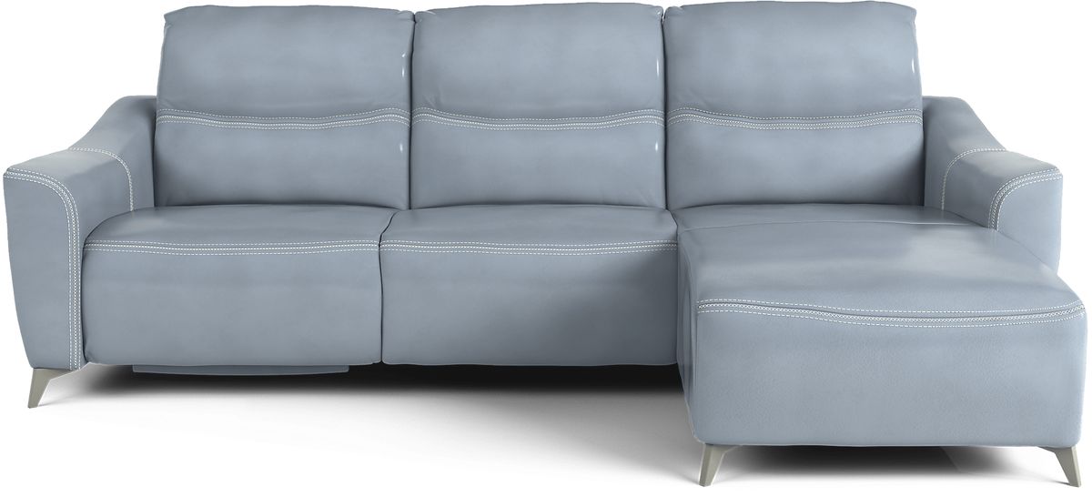 Domio 6 Pc Hydra Blue Leather Living Room Set With 3 Pc Right Arm ...