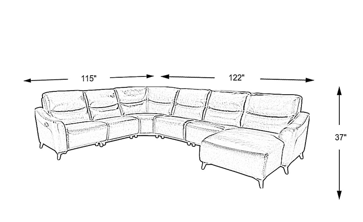 Domio Hydra Blue Leather 6 Pc With Chaise Right Power Reclining ...