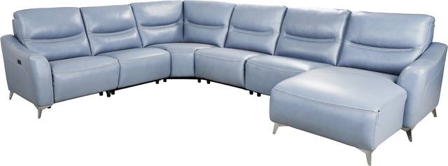 Domio Hydra Leather 6 Pc Power Reclining Sectional - Thumbnail - Image 1