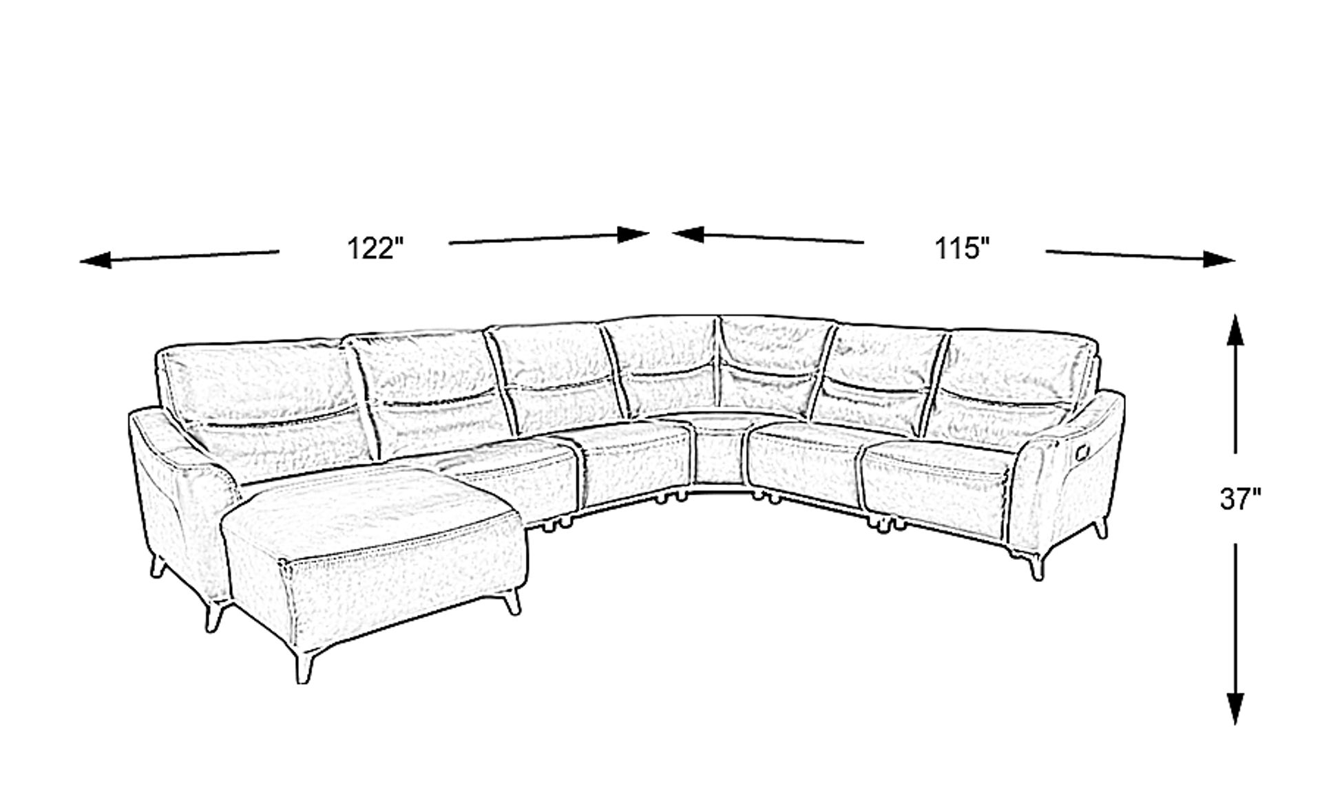 Domio Hydra Blue Leather 6 Pc With Chaise Left Power Reclining ...