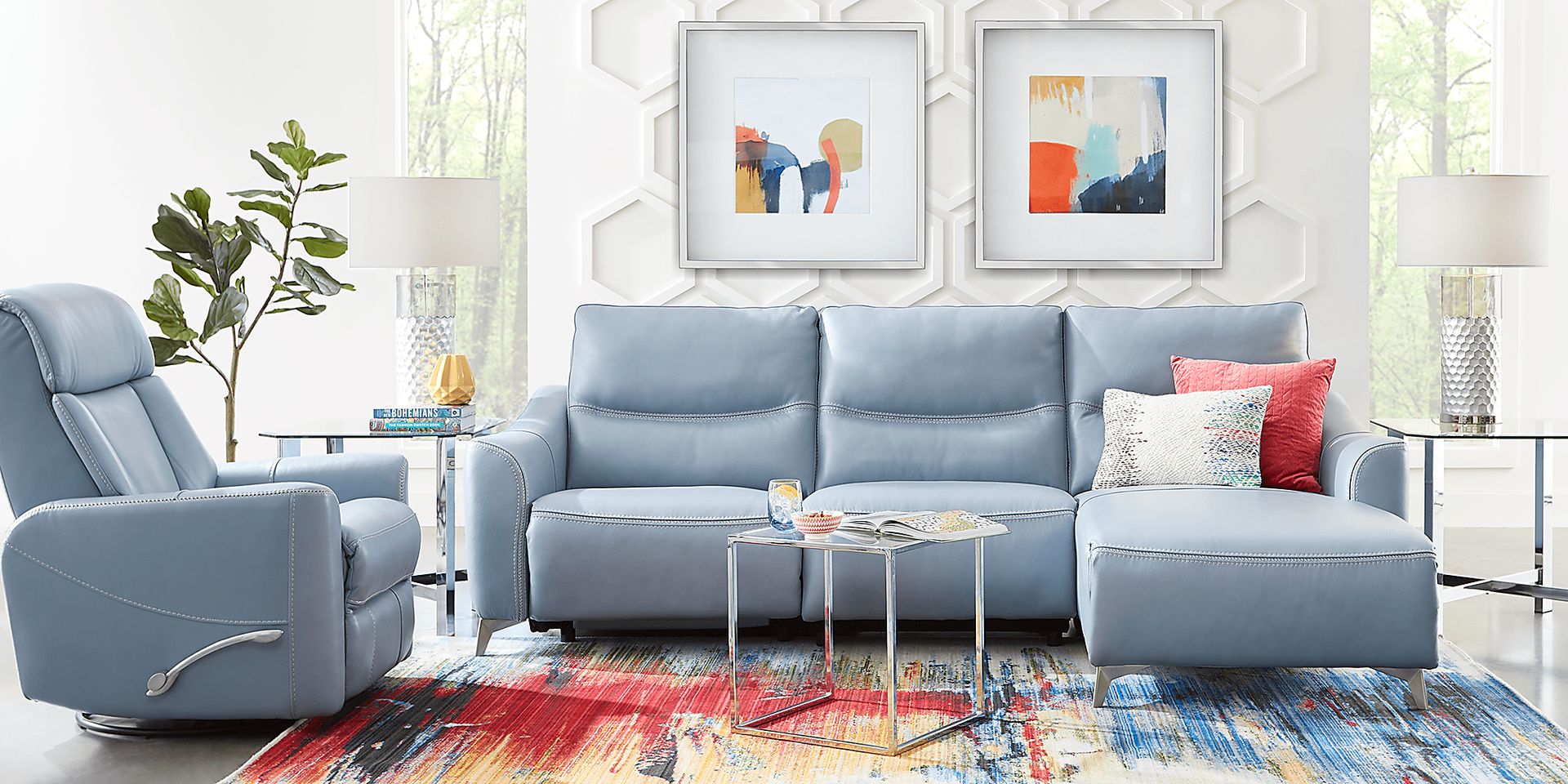 Domio Hydra Leather 7 Pc Power Reclining Sectional Living Room - Image 1