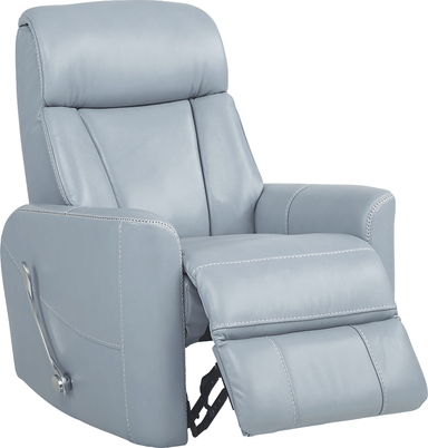 Domio Hydra Blue Leather 3 Pc With Chaise Left Power Reclining ...