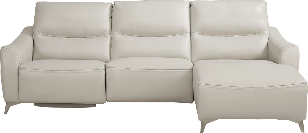 Domio Stone Beige Leather 3 Pc Right Arm Chaise Sectional | Rooms to Go