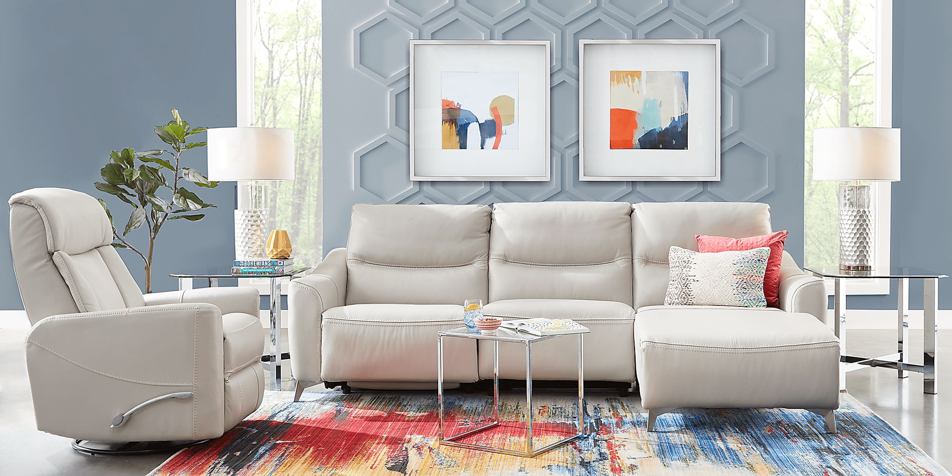 Domio Stone Leather 3 Pc Sectional - Image 2