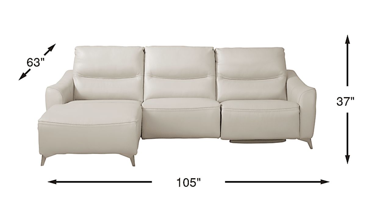Domio Stone Beige Leather 3 Pc Left Arm Chaise Sectional | Rooms to Go