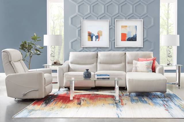 Domio Stone Leather 6 Pc Sectional Living Room - Thumbnail - Image 1