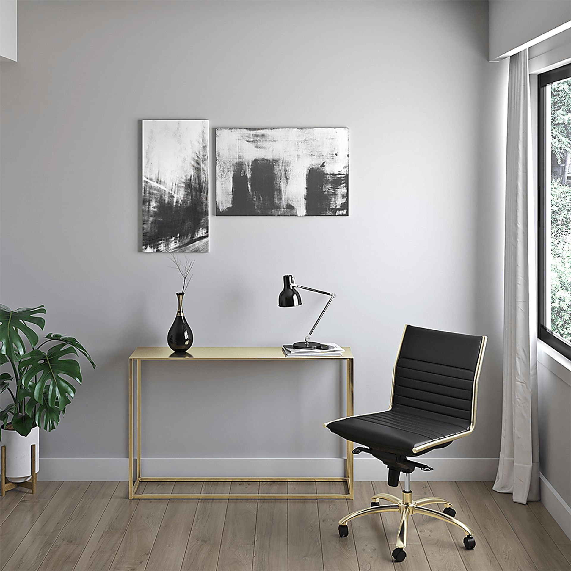 Domivara Black Armless Office Chair - Image 2