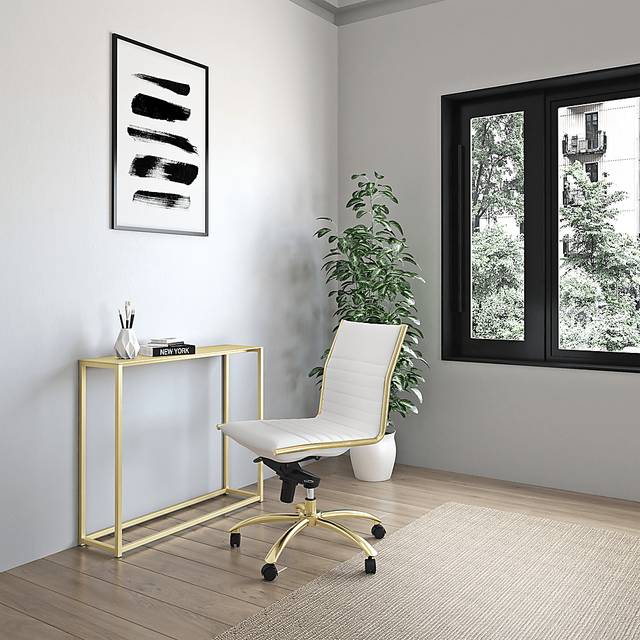Domivara White Armless Office Chair - Thumbnail - Image 2