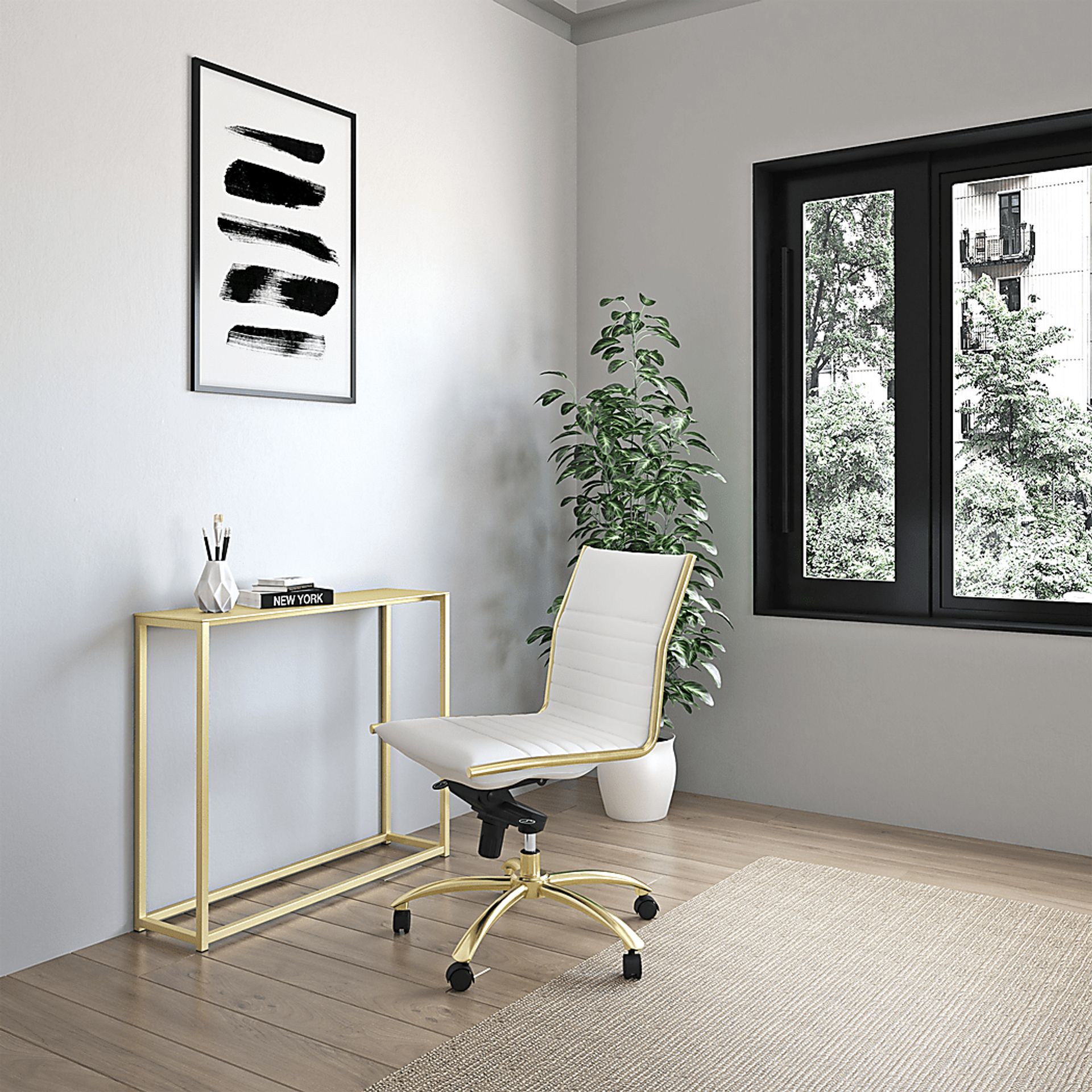 Domivara White Armless Office Chair - Image 2