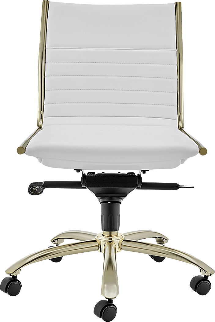 Domivara White Synthetic Fabric Armless Desk Chair Rooms to Go
