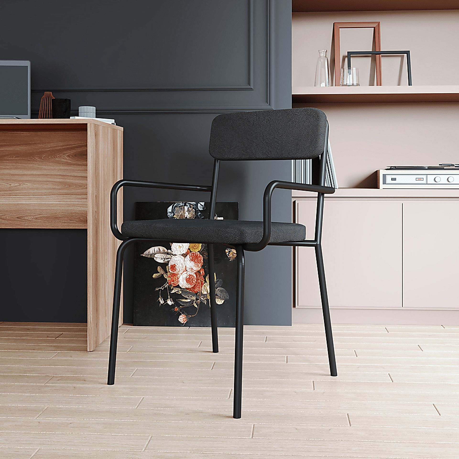Donateil Black Arm Chair - Image 2