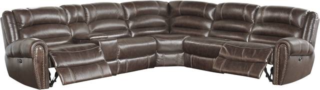 Donelle Brown Leather 6 Pc Power Reclining Sectional - Thumbnail - Image 3