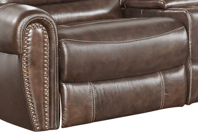 Donelle Brown Leather 6 Pc Power Reclining Sectional - Thumbnail - Image 4