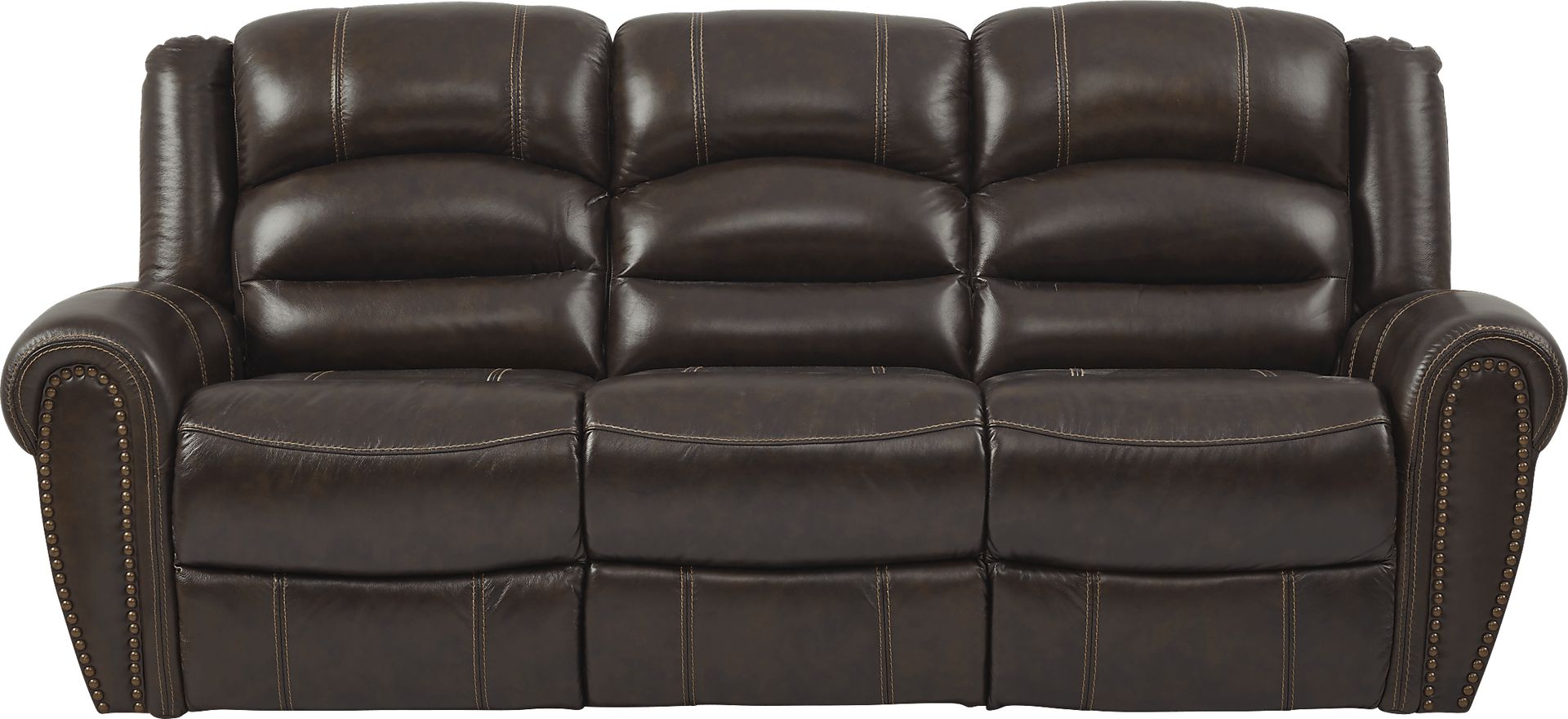 Donelle Brown Leather Reclining Sofa - Image 1