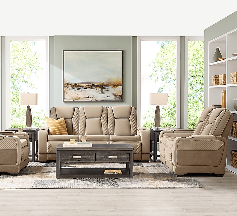 Donovan Park Beige 2 Pc Living Room with Dual Power Reclining Sofa