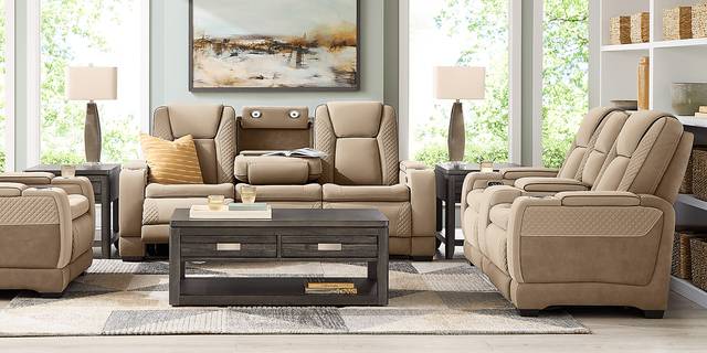 Donovan Park Beige 5 Pc Dual Power Reclining Living Room - Thumbnail - Image 2