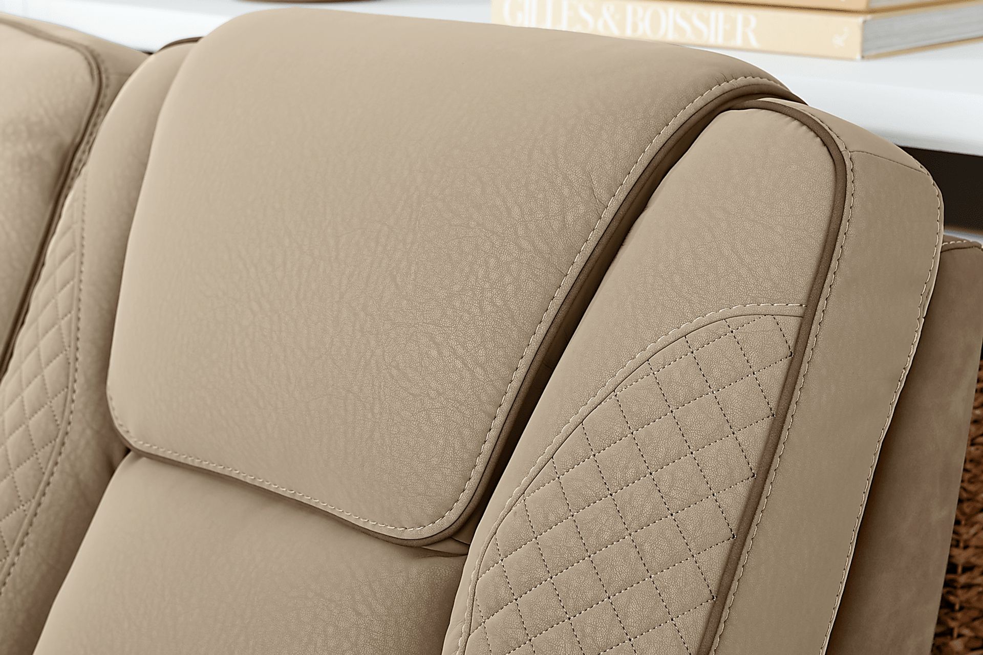 Donovan Park Beige Dual Power Reclining Console Loveseat - Image 7
