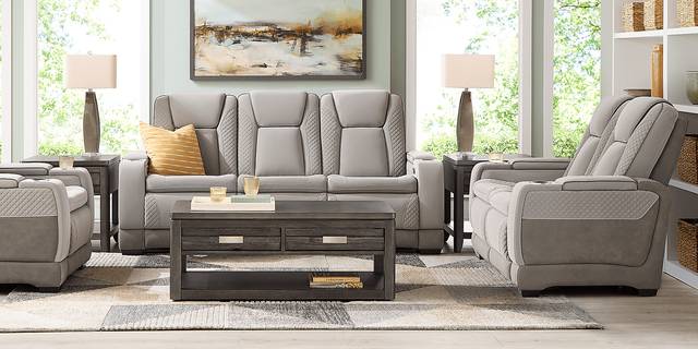 Donovan Park Gray Dual Power Reclining Sofa - Thumbnail - Image 2
