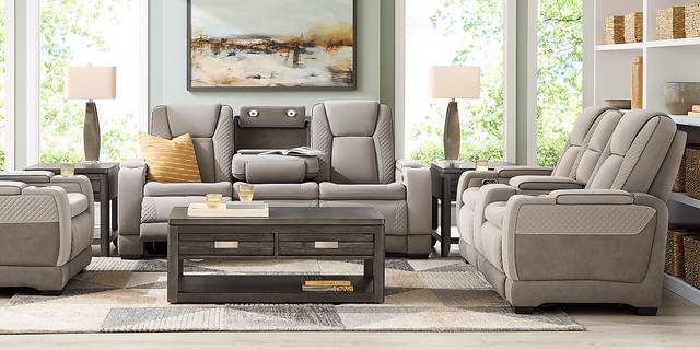 Donovan Park Gray 5 Pc Dual Power Reclining Living Room - Thumbnail - Image 2