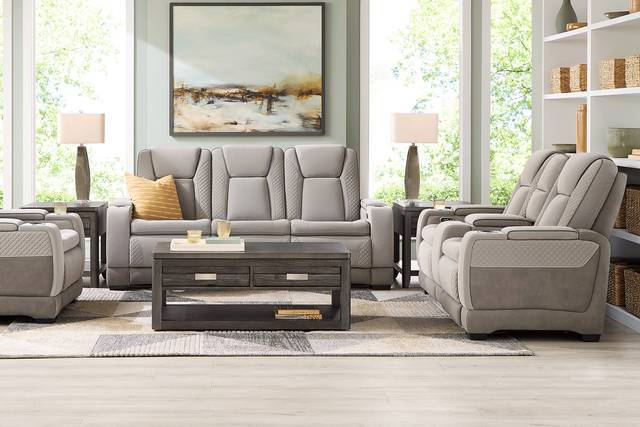 Donovan Park Gray 5 Pc Dual Power Reclining Living Room - Thumbnail - Image 1