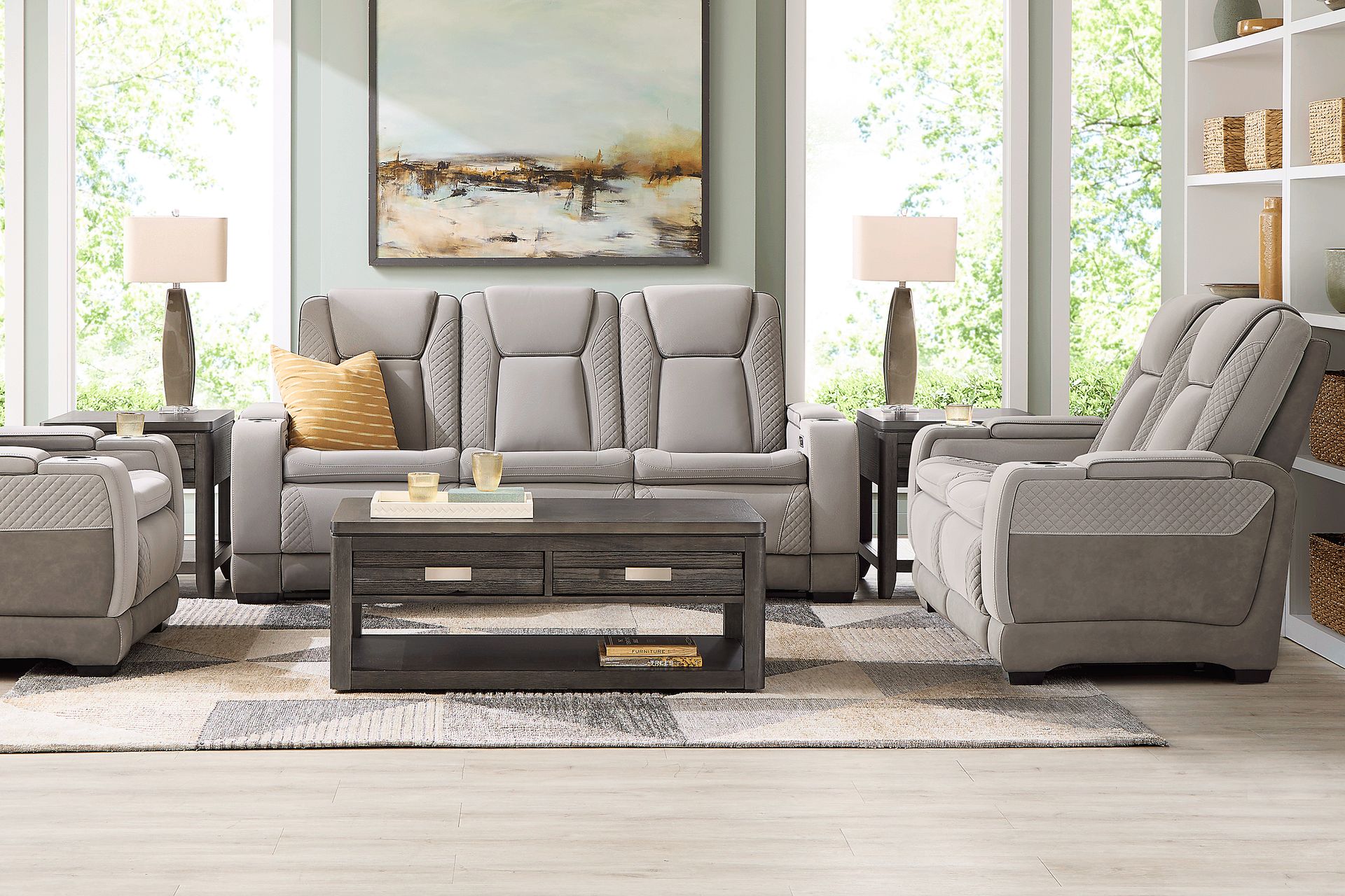 Donovan Park Gray 5 Pc Living Room with Dual Power Reclining Sofa - Image 1