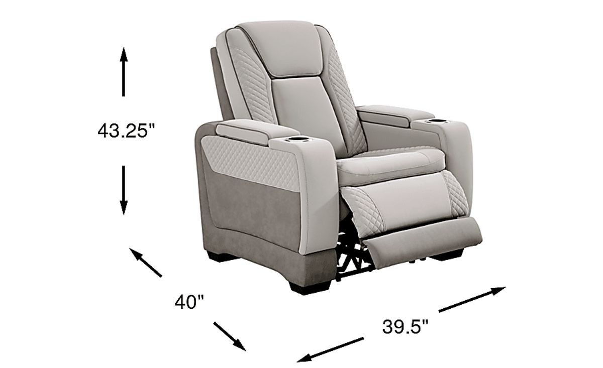 Donovan Park Gray Polyurethane Fabric Dual Power Recliner | Rooms