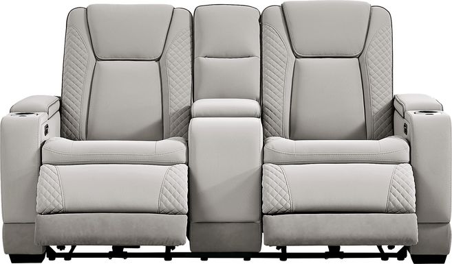 Donovan Park Gray Dual Power Reclining Console Loveseat