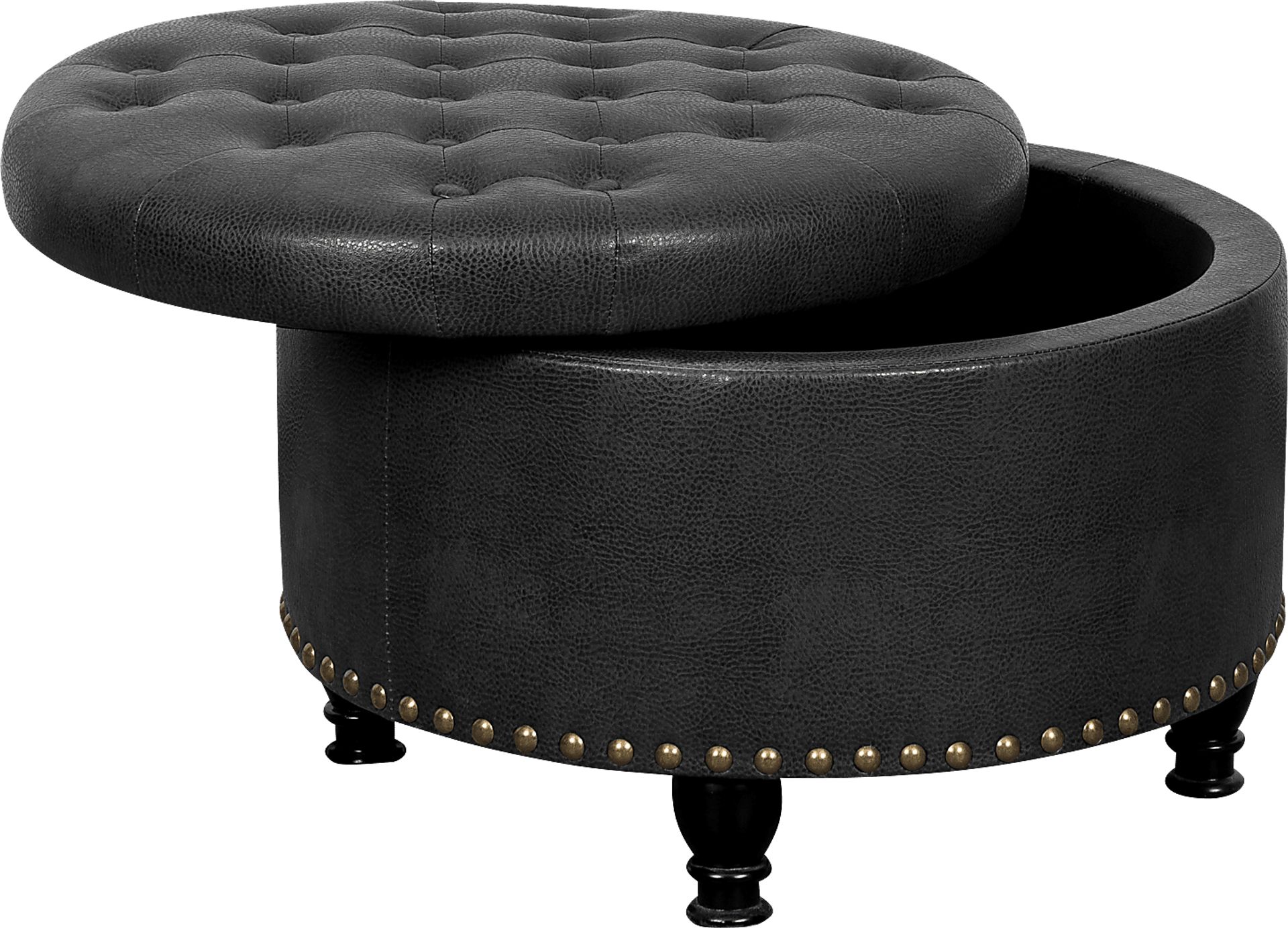 Doretta Black Storage Ottoman - Image 3