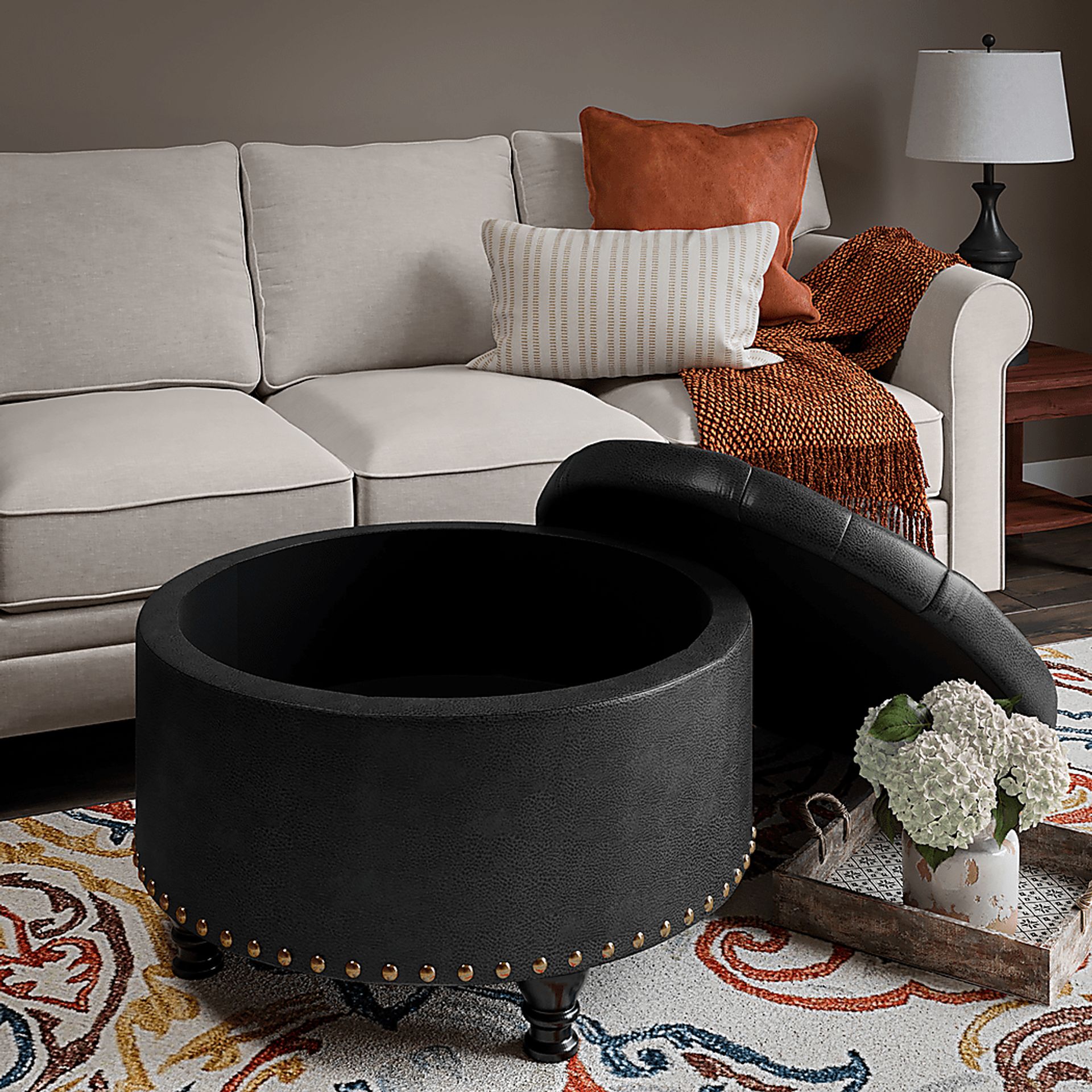 Doretta Black Storage Ottoman - Image 7