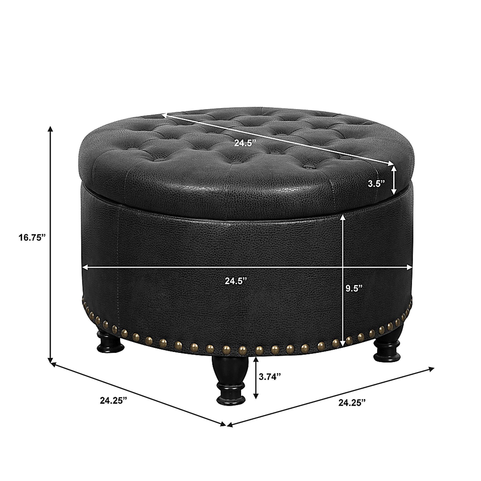 Doretta Black Storage Ottoman - Image 8