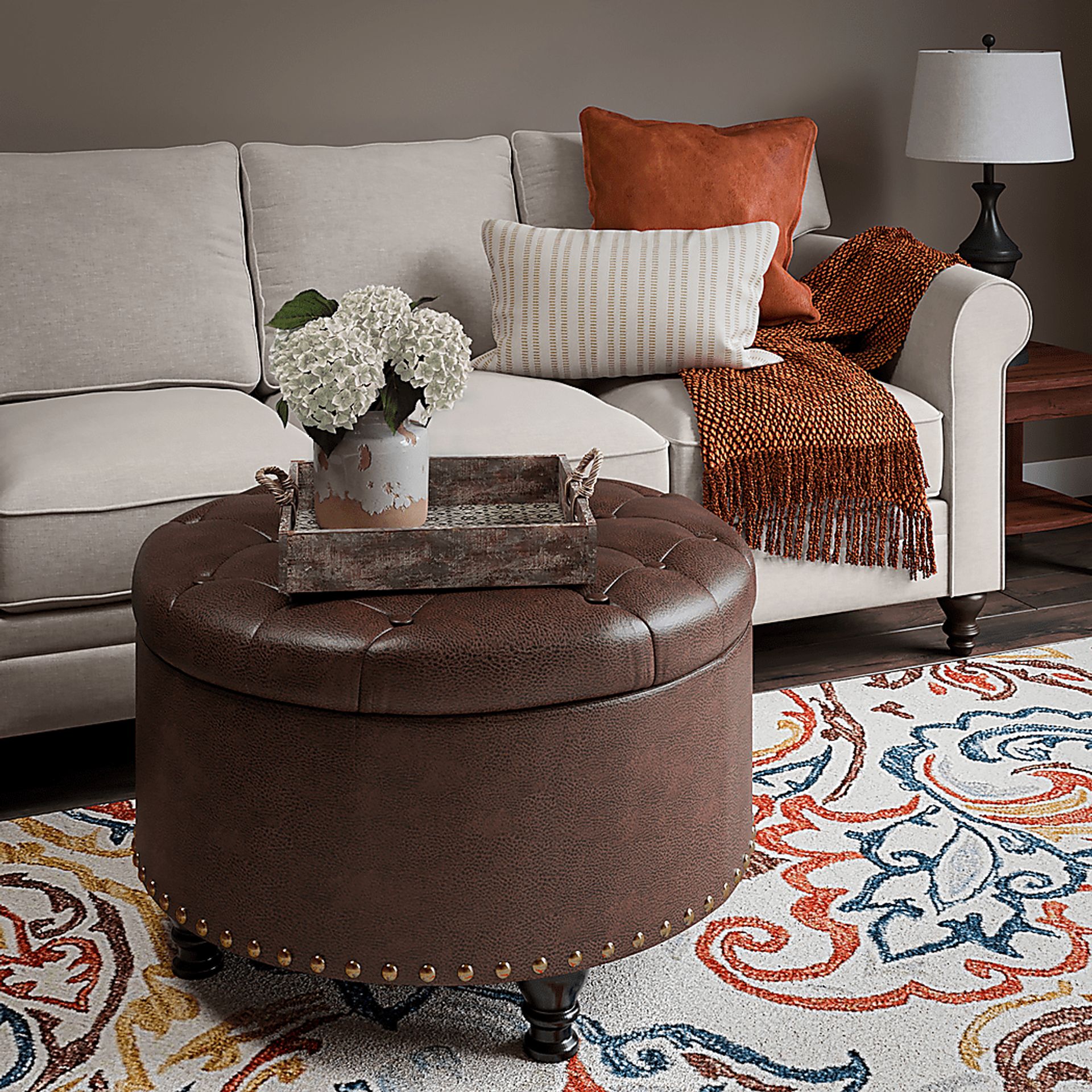 Doretta Brown Storage Ottoman - Image 6