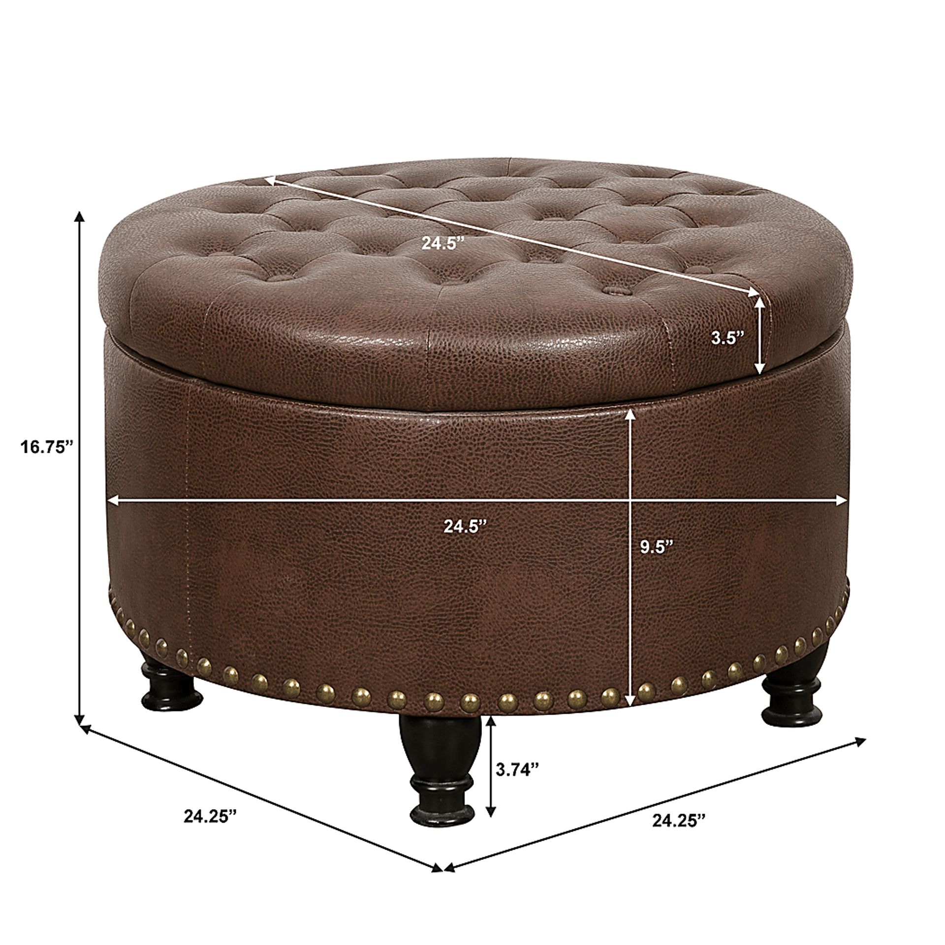 Doretta Brown Storage Ottoman - Image 8