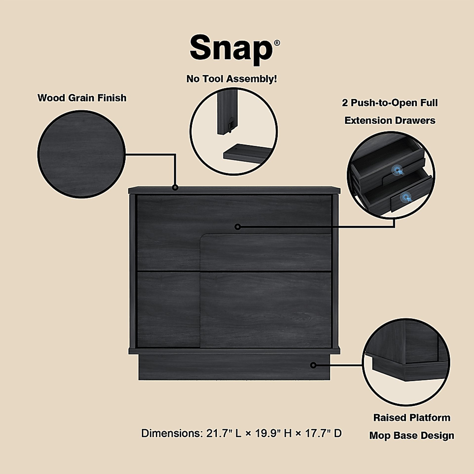 Dorriety Charcoal Gray Nightstand - Image 5