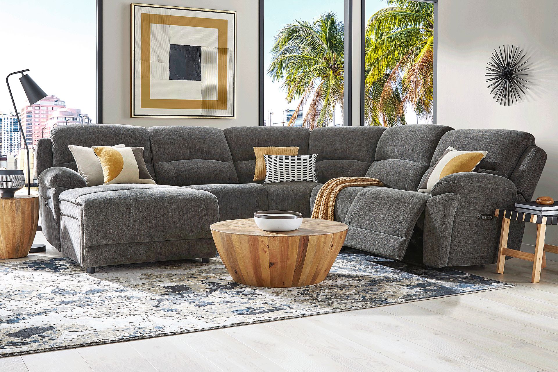 Douglas Park Charcoal 5 Pc Dual Power Reclining Sectional - Image 2