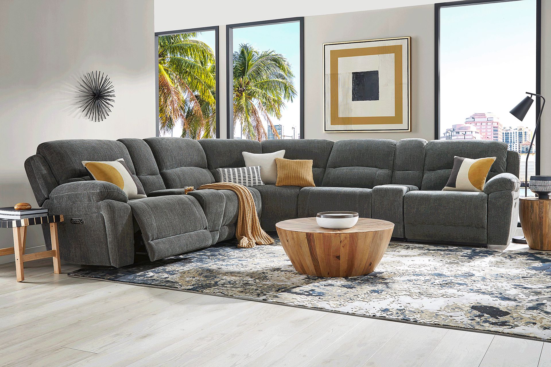 Douglas Park Charcoal 7 Pc Dual Power Reclining Sectional - Image 2