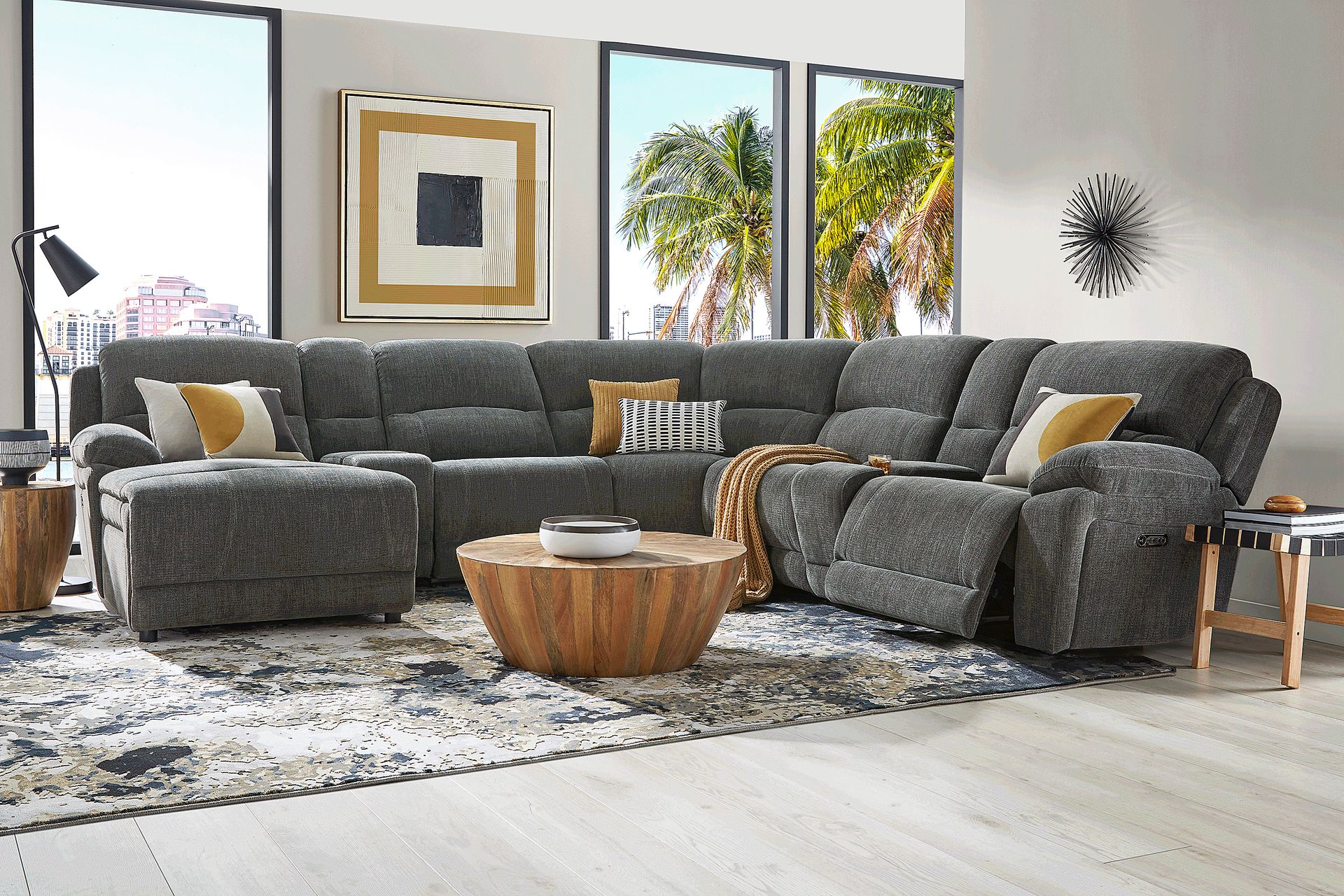 Douglas Park Charcoal 7 Pc Dual Power Reclining Sectional - Image 2