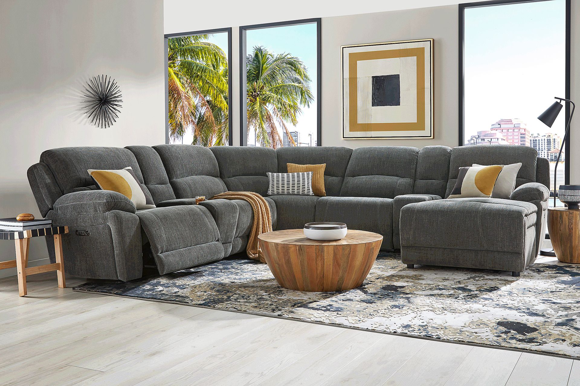 Douglas Park Charcoal 7 Pc Dual Power Reclining Sectional - Image 2
