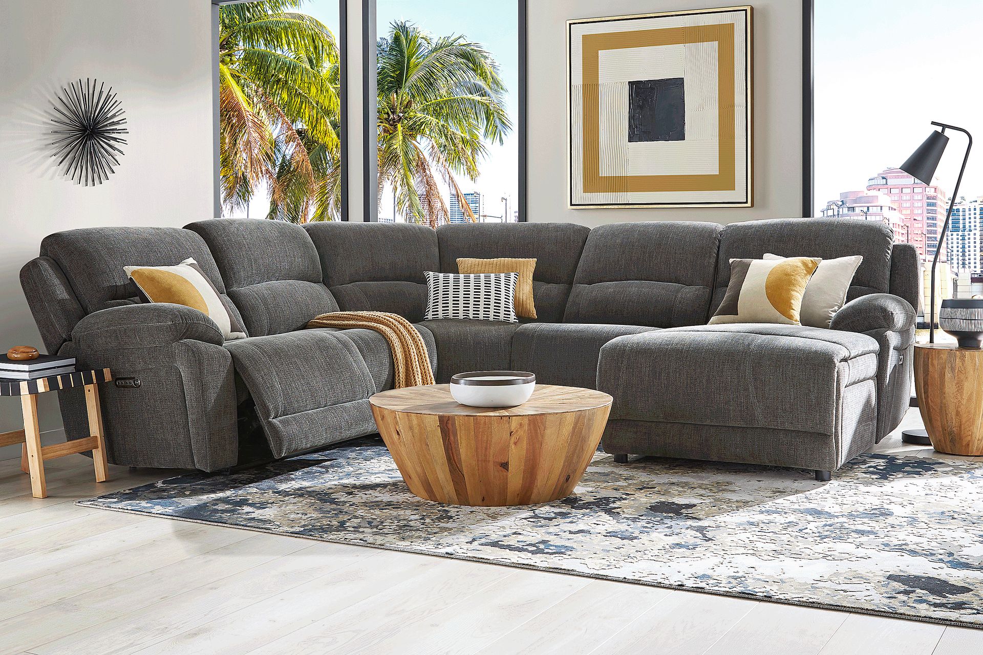 Douglas Park Charcoal 8 Pc Dual Power Reclining Sectional Living Room - Image 1