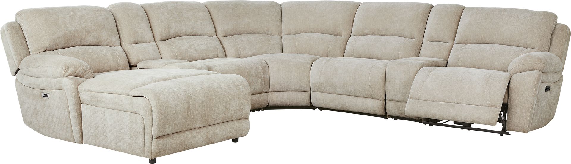 Douglas Park Sand 7 Pc Dual Power Reclining Sectional - Image 1