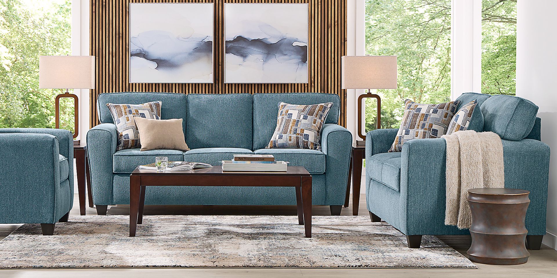 Dover Blue Loveseat - Image 2