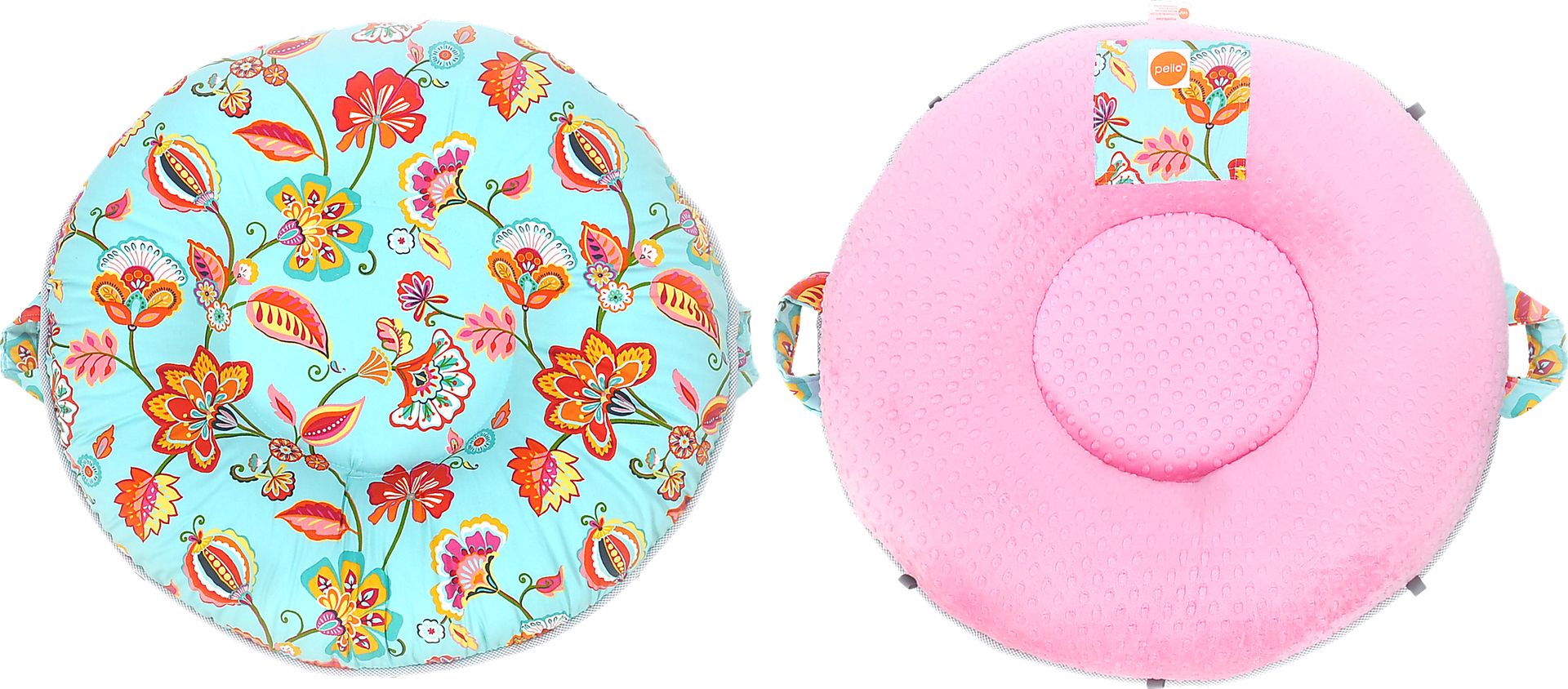 Dovie Turquoise Floor Pillow with Pink Back - Image 1