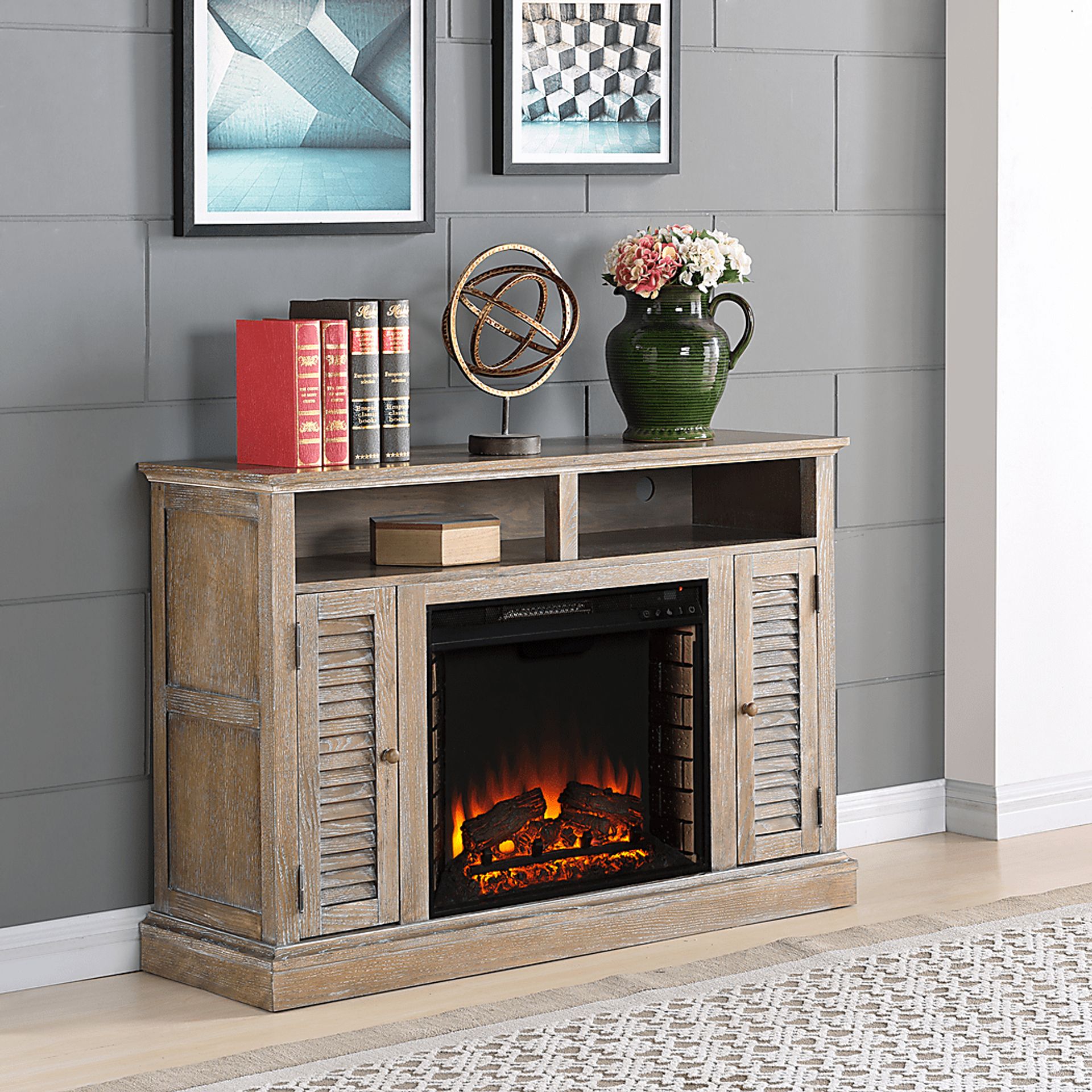 Dovnick Oak 48 in. Console with Electric Fireplace - Image 2